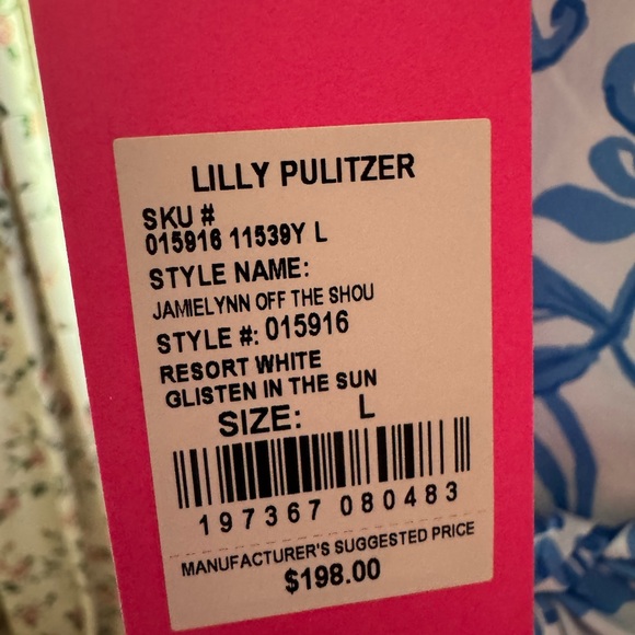 NWT Lilly Pulitzer Jamielynn Off-The-Shoulder Cotton Glisten In Sun Dress Size L - Picture 6 of 6